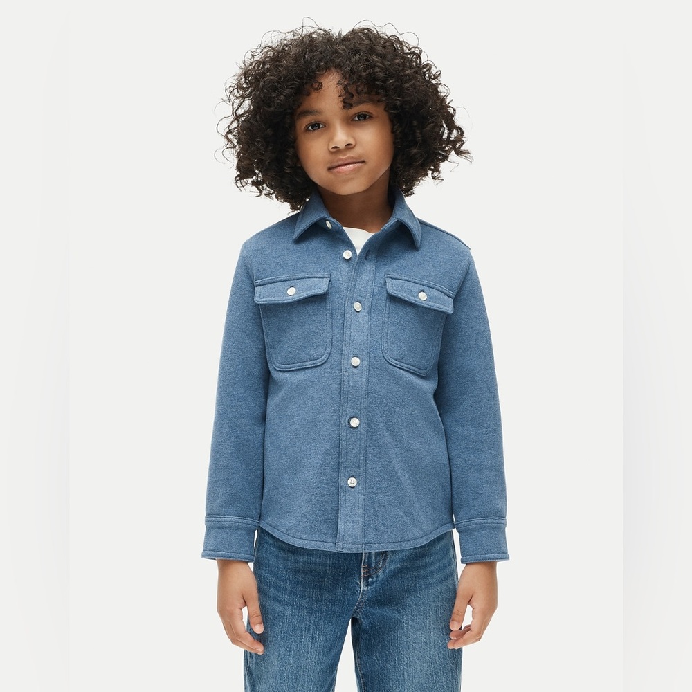 NWT Crewcuts Kids' Heavyweight Seaboard Soft-Knit Shirt in Heather Loden Green - Picture 2 of 8